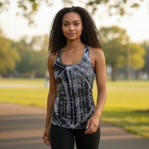 lululemon Black and White Racer Back Tank Top
